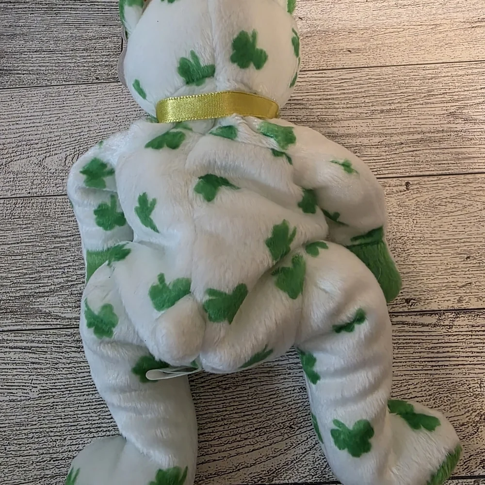 Ty Clover White and Green Shamrock Teddy Bear
